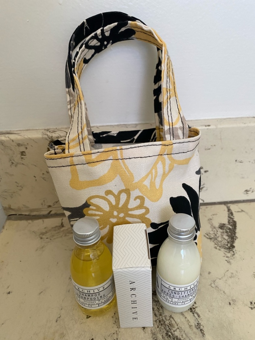New Floral Canvas Mini Tote in Black, Cream & Yellow